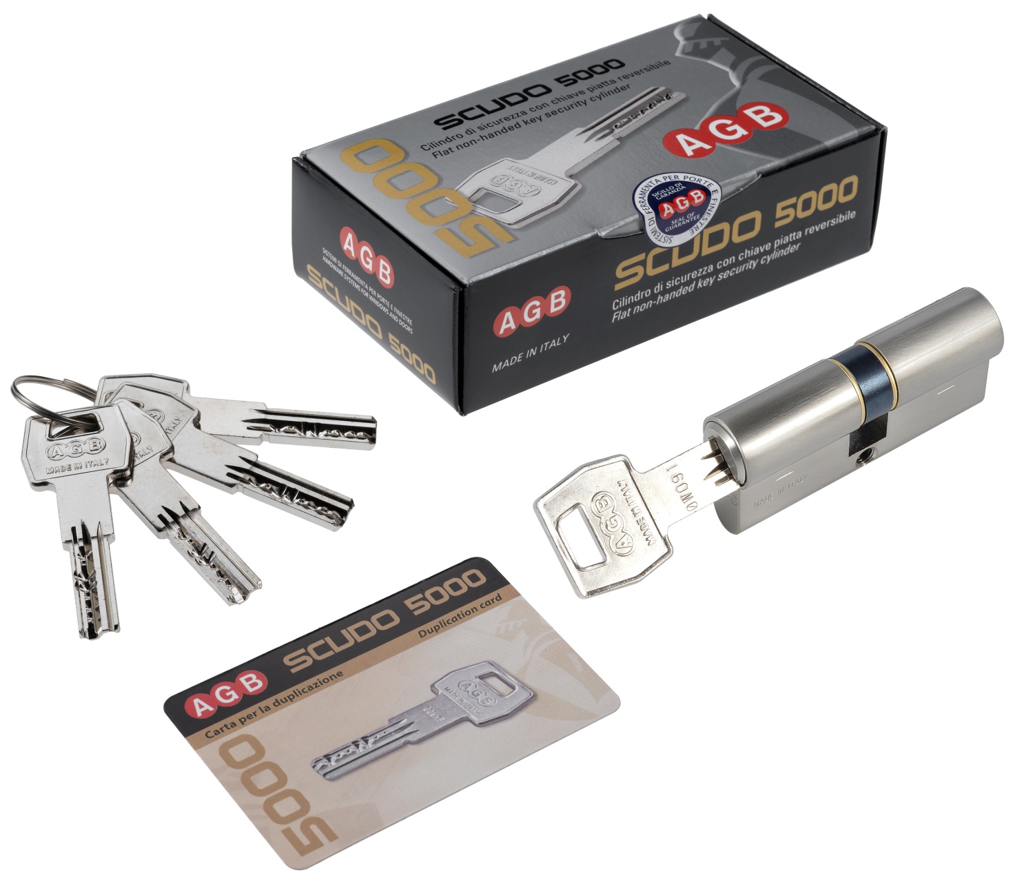 AGB -  Cilindro SCUDO 5000 PS frizionato anti bamping con chiave e chiave - col. NATURALE - lunghezza 85 - misura 30-10-45